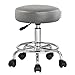 Casaria Rollhocker Höhenverstellbar 10cm Polsterung 360°C Drehbar 51-65cm Sitzhöhe Chromfuß Bürohocker Drehhocker Arbeitshocker Hocker Grau