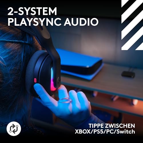 Logitech G Astro A20 X LIGHTSPEED Wireless Gaming Headset for PS5, Xbox, Nintendo Switch/Switch 2, PC with 2 System Playsync Audio, Bluetooth, Lightsync RGB and 48 kHz Boom Microphone - Black