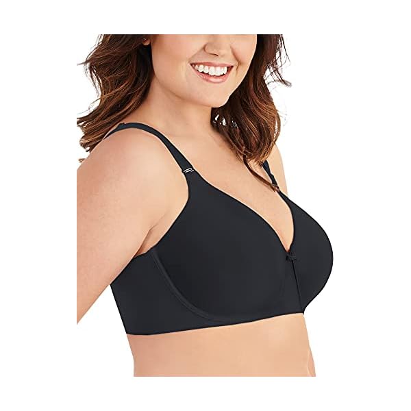 Vanity Fair Women's Plus Size Beauty Back Smoothing Seamless T-Shirt Bra, Midnight Black, 42D