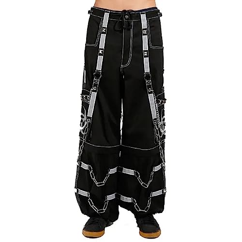 Men Reflective Biohazard Symbol Pant Alternative Punk Rock Emo Trouser Pant Shorts (as1, Numeric, Numeric_34, Regular, Regular) Black