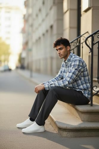 Image of JHABAK'S Cotton Blend Unstitched Checkered Fabric for Men - 2.35m Shirt Piece / 3m Kurta Piece - Width 36 Inches