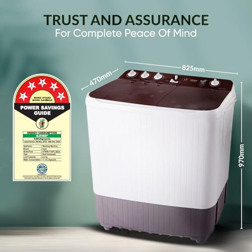 Image of Haier 8 Kg 5 Star Toughened Gas Softfall Technology Semi Automatic Top Loading Washing Machine (HTW80-1169FL, Anti Bacterial Vortex Pulsator, Magic Filter, Rat Mesh, Maroon, White)