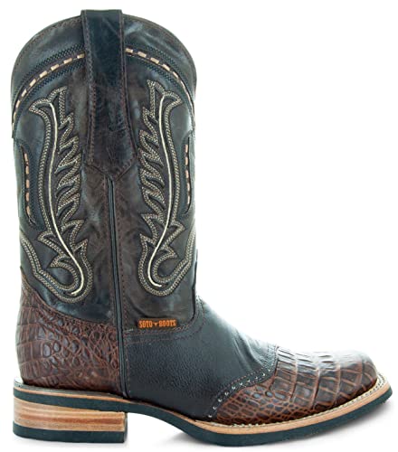 Soto Boots Men's Saddle Vamp Gator Belly Print Cowboy Boots H500394