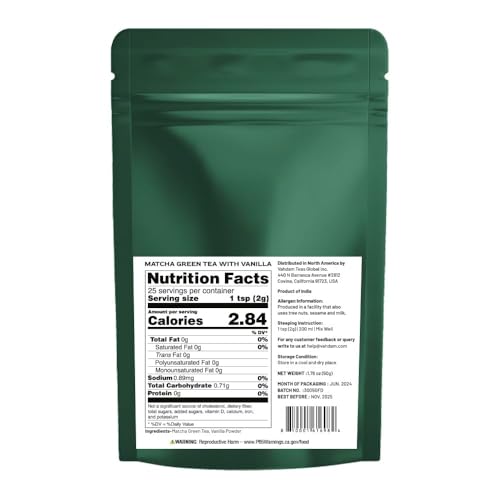 VAHDAM, Vanilla + Matcha Green Tea Powder - 50 g | Brew Delicious Vanilla Latte | Japanese Matcha Powder with 100% Natural