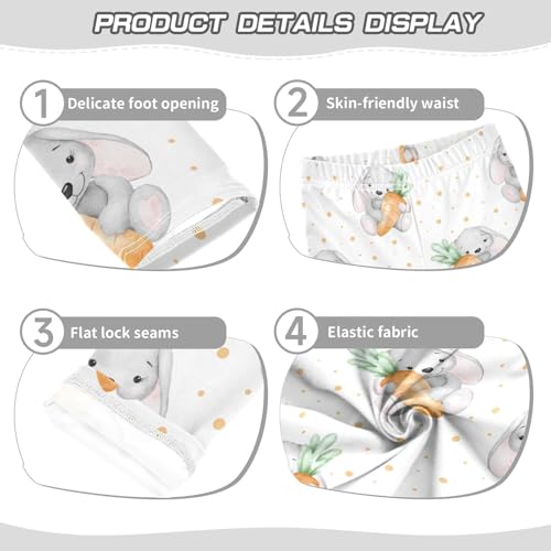 Rabbit Carrot Girls Leggings,Workout Leggings for Girls Toddler Athletic Legging Size for 3-10T3