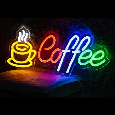Neon Signs for Wall Decor, Coffee-1LIGHT Neon Lights for Wall Led Business Signs Suitable for Man Cave Bar Pub Restaurant Christmas Gift Art, 17.5 * 21In Cover