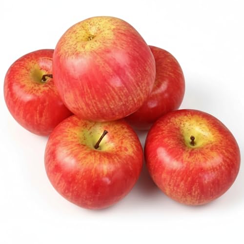 GMMH Künstlicher Deko Apfel, 5 Stück (Rot, 20-40 g/St) Lebensechtes Plastikobst, Äpfel Plastikfrucht, Kunstobst, Frucht, Dekoration, Schaufenster,...