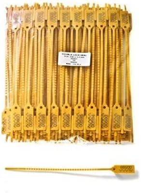 100 Security Seals - Pull UP Type. Printed with Serial numbering. Application Fields: Logistics, Lagguage, Transport, Doors etc. etc. Operational Lenght 20 cm.