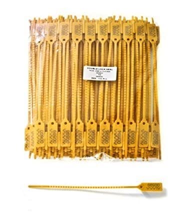 ALMA Security Seals - Pull Up Type, 20 cm, Yellow, Polypropilene, Professional Business Shipping Seals