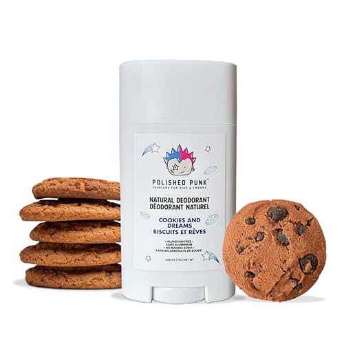 Polished Punk - Natural Deodorant for Kids, Teens and All Ages, Baking Soda and Aluminum-Free for Sensitive Skin | Cookies and Dreams Scent