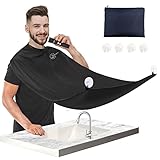 Beard Bib Apron for Men,Beard Hair Catcher for Sink Non-Stick Beard Cape,1 Size Fits All,Grooming Accessorie Gift for Dad or Husband(Black)