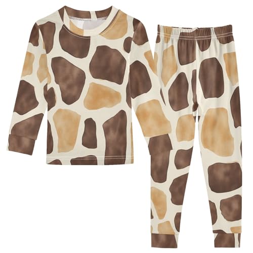 Fustylead Giraffe Skin Cotton Pajamas Set 2 Piece Long Sleeve Pjs Sleepwear