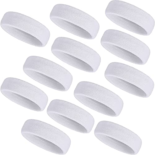 Image of Bememo 12 Pcs Sweatbands Sport Headbands for Men & Women Basketball Headband Sport Competitions Sweat Headbands Running Terry Cloth Moisture Wicking for Yoga,Tennis,Gym,Exercise