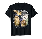 Trois t-shirts graphiques rétro avec motif chouette effraction, chemise vintage avec motif de lune, cadeau pour les amateurs de chouette effraction, t-shirt animal d'oiseau amusant, t-shirt surdimensionné