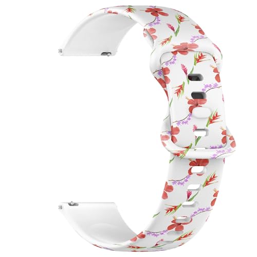 Compatible with Garmin Fenix 7/7 Pro, Fenix 6/6 Pro, Fenix 5/5 Plus, Epix (Gen2) / Epix Pro (Gen2), 22mm Sport Watch Band (Red Pink Ginger Hibiscus Purple) Silicone Soft Strap Bracelet