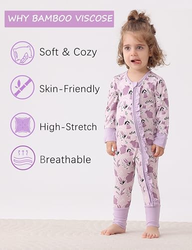 JunNeng Baby Girl Viscose from Bamboo Sleeper with Mitten Cuffs, 2 Way Zipper Romper, Sleep N' Play Pajamas 0-18 Months2