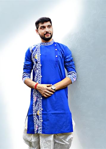 Image of Pure Cotton Full Sleeves Kurta with dupion silk Dhoti pant set (701)