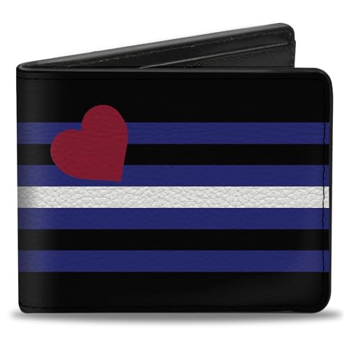 Buckle-Down Men's Wallet, Bifold, Flag Black Blue Red White, Vegan Leather, Multi, 4.0