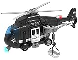 Liberty Imports Police Rescue Helicopter Friction Powered Toy Vehicle for Boys | Push and Go Chopper with Pretend Play Action Lights and Sounds