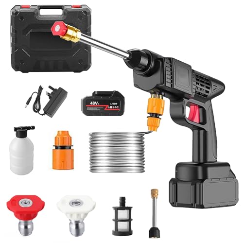 Portable Cordless Electric Washer, 21V High-Pressure Spray Water Gun for Car, Cordless Washer Machine with Accessories Kit, Portable Water Spray Gun Cleaner for Car, Garden, Fence, Floor Cleaning