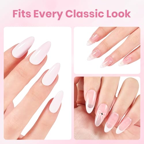 Image of Beetles 10ML HEMA-Free Pink Gel Nail Kit with U V Light, 5 Pcs Light Pink Bubble Gel Polish Set DIY Home Salon Travel Portable Manicure Kit with Base &Top Nail File Coat Soak Off Gift for Women Girls