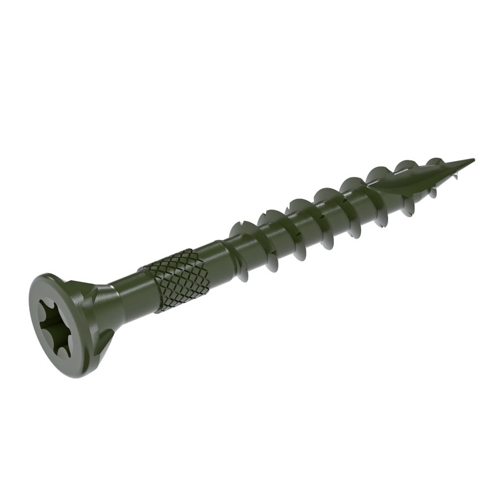 Grip-Rite DeckForce Exterior Wood Screws for Decks and Fences - Nano Coated - T-17 Autopilot Tip - Green Deck Screws - #8 x 1-5/8" - 5 Lb Box - GRDF158STGR5