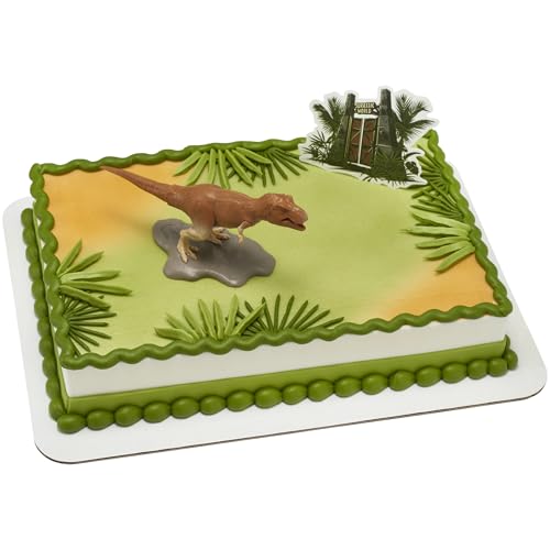 Décoration gâteau dinosaure DecoSet, lot 2 figurines anniversaire garçon fille et kit gâteau