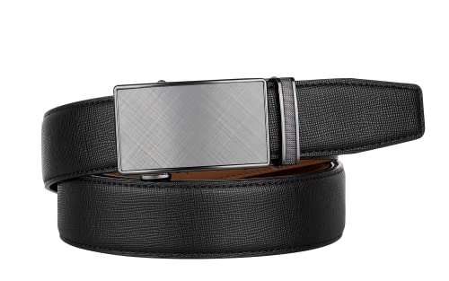 Zitahli Belt Men, Ratchet Belt Dress with 1 3/8" Premium Leather,Slide Belt with Easier Adjustable Automatic Buckle,Trim to Fit Size 38"-42"