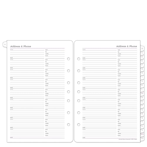 FranklinCovey - Her Point of View (Jenny) Address-Phone Tabs for Ring-Bound FranklinCovey Planners | Record Emails, Phone Numbers, and Addresses - Expansion Pages (Classic, 24 Tabs)
