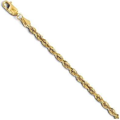 Solid 14k Yellow Gold 3.00mm Diamond-Cut Rope Chain Necklace - with Secure Lobster Lock Clasp