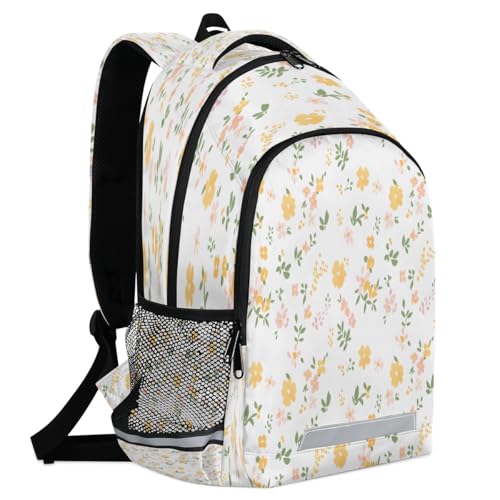 Beautiful Flowers Yellow Red Backpack with Chest Strap Reflective Lightweight Travel Hiking Backpack for Men Women Waterproof Daypack Back Pack for Commute Camping