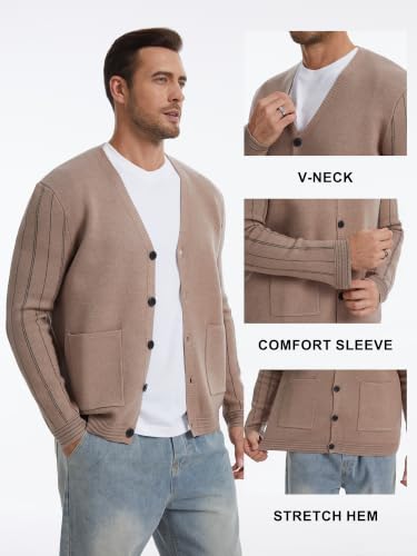 Image of Men's Cardigan Sweater Button Front V-Neck Long Sleeve Knit Sweaters
