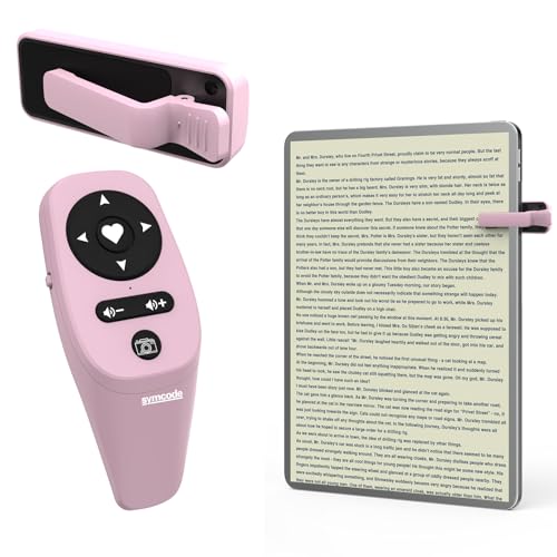 Symcode Remote Control Page Turner for Kindle Paperwhite Scribe Accessories, Page Turner Clicker for iPad Tablets Reading Novels Taking, Phone Camera Video Record Triggers Remote Pink