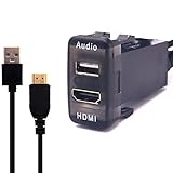 Disscool HDMI USB Audio Power Socket Mount Cable Input Use for Toyota Charge Car Charger USB Adapter(40X22mm)