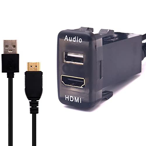Disscool HDMI USB Audio Power Socket Mount Cable Input Use for Toyota Charge Car Charger USB Adapter(40X22mm)
