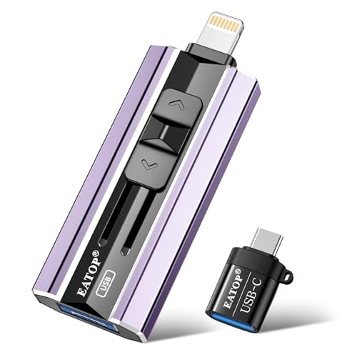 EATOP 512GB Flash Drive Intended for iPhone iPad, USB Photo Stick for Photo & Video Backup, External Phone Memory Storage, No App Required, Compatible with iOS, Android & PC, Purple
