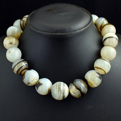 1086 Cts Natural Single Strand Agate Round Shape Beads Womens Necklace CHIK_NECKLACE-42694