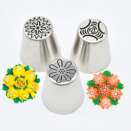 Russische Piping Tipps, Kuchen Dekorieren Tipps Set, Edelstahl Fondant Rose Düse Gebäck Werkzeuge, Kuchen Dekoration Zubehör Backset Werkzeuge, Weihnachtsblumen Zuckerguss Spitze (3) Cover