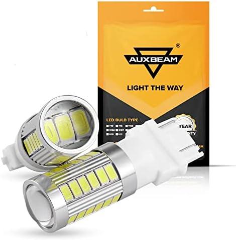 Auxbeam 3157 Led Reverse Light Bulb, 3157 3156 T25 P27/5W LED Bulbs with Projector Replacement for Backup Reverse Lights, Low Power Super Bright White Light, Pack of 2