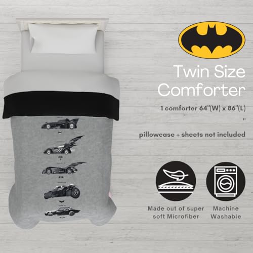 Image of Batman Classic Bedding Super Soft Cozy Microfiber Reversible Comforter, Twin, (Officially Licensed Product) By Franco Collectibles