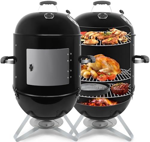 kisidus Holzkohlegrill xxl mit Deckel, Räuchertonne Kugelgrill mit Regulierbar Luftabzug und Thermometer, Watersmoker, groß Räuchergrill Campinggrill mit Aschefangschale für Picknick Garten Party kisidus Holzkohlegrill xxl mit Deckel, Räuchertonne Kugelgrill mit Regulierbar Luftabzug und Thermometer, Watersmoker, groß Räuchergrill Campinggrill mit Aschefangschale für Picknick Garten Party