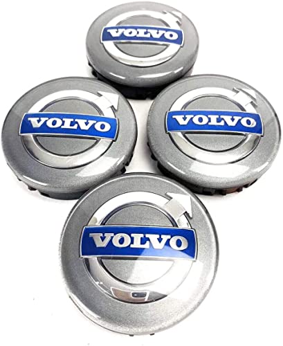WYCFCF 4 Pièces 64mm Voiture Cache-moyeux pour Volvo, Remplacement Centre Roue Caps, Antirouille Capuchon de Hub de Voiture DéCoration Accessoires Cover