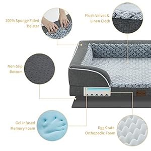 Memory-Foam-XL-Dog-Bed-with-Bolsters-Cooling-Dog-Beds-for-Extra-Large-Dogs-Waterproof-Orthopedic-Dog-Bed-with-Removable-Washable-Cover-and-Nonskid-BottomX-LargeDark-Grey - Cucciolini Doodles   Memory-Foam-XL-Dog-Bed-with-Bolsters-Cooling-Dog-Beds-for-Extra-Large-Dogs-Waterproof-Orthopedic-Dog-Bed-with-Removable-Washable-Cover-and-Nonskid-BottomX-LargeDark-Grey
