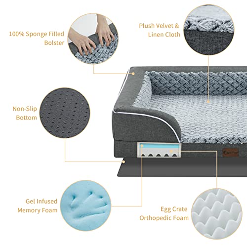 Memory-Foam-XL-Dog-Bed-with-Bolsters-Cooling-Dog-Beds-for-Extra-Large-Dogs-Waterproof-Orthopedic-Dog-Bed-with-Removable-Washable-Cover-and-Nonskid-BottomX-LargeDark-Grey - Cucciolini Doodles   Memory-Foam-XL-Dog-Bed-with-Bolsters-Cooling-Dog-Beds-for-Extra-Large-Dogs-Waterproof-Orthopedic-Dog-Bed-with-Removable-Washable-Cover-and-Nonskid-BottomX-LargeDark-Grey