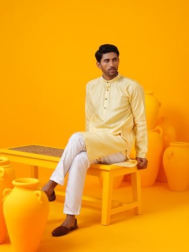 Sojanya (Since 1958 Men'S Silk Bend Krochet Thread Embroidered Kurta With White Pyjama2