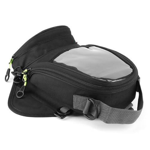 Bolsa de tanque para moto gris con ventana grande de navegación