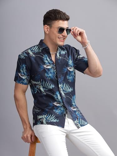 Image of MODERN ELEGANCE Men Slim Fit Navy Small Liberty Floral Printed Casual Shirt