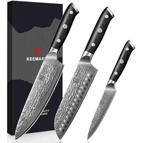 KEEMAKE 3-Piece Damascus Knife Set Cover