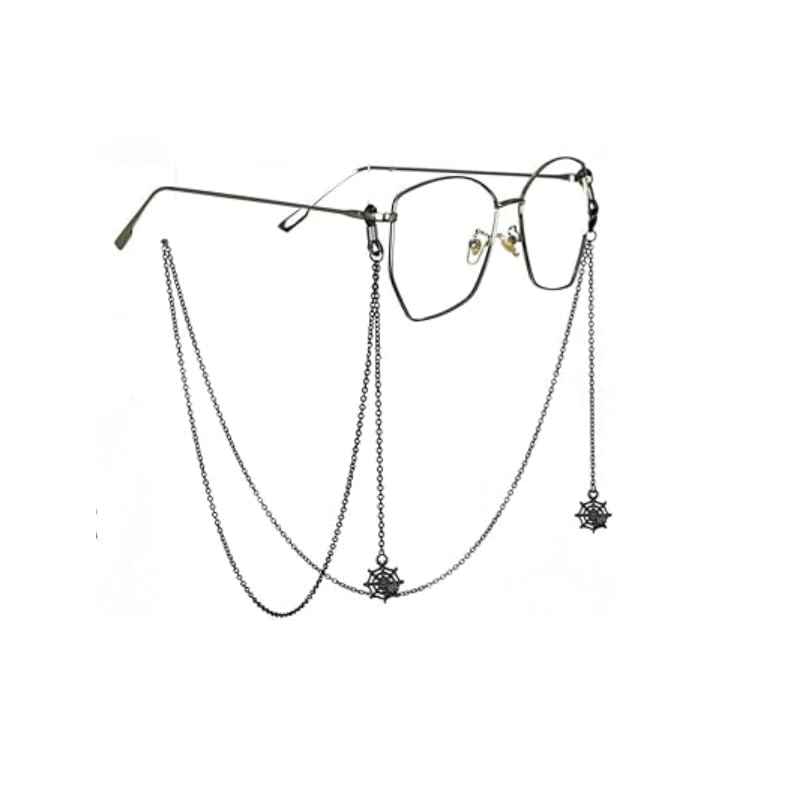Image of Glasses Chain for Women Black Goth Spider & Mask Pendant Eyeglass Strap Holder Halloween