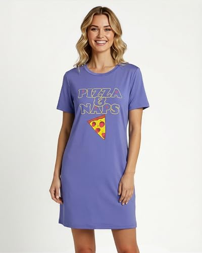 Image of Real Essentials 3 Pack: Women's Short Sleeve Nightgown Dress - Nightshirt Pajama Sleep Shirt Sleepwear (Available in Plus)